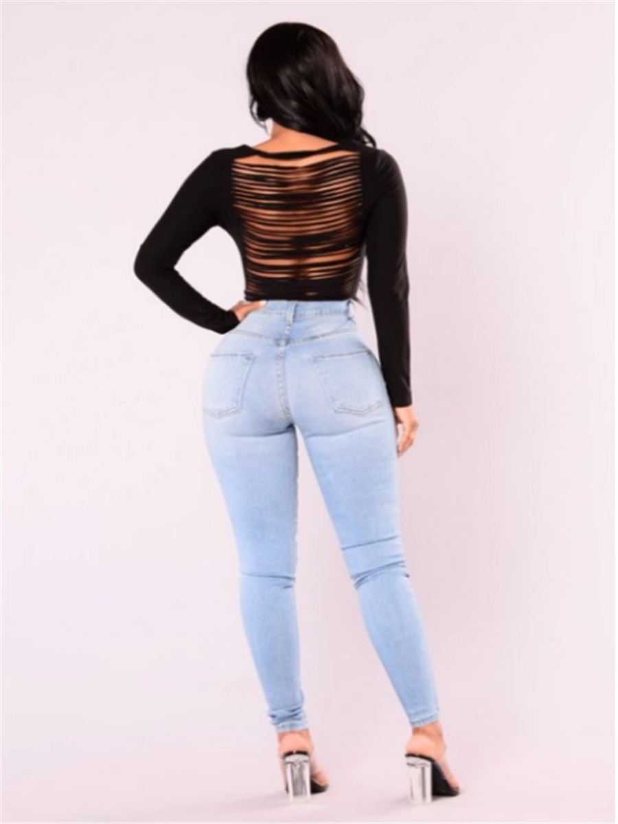 Womens New Style High Waist Skinny Jeans Pencil Pants